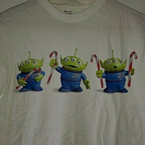 Toy Story Alien T-shirt Little Green Men Buzz Lightyear Star Command White M - Picture 2 of 7